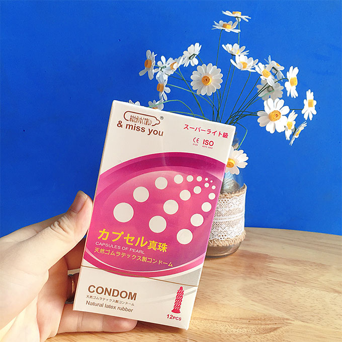 Bao cao su kéo dài thời gian quan hệ & Miss You Capsules Of Pearl Nhật Bản, Hộp 12 cái