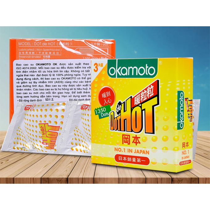 Bao Cao Su Okamoto Dot Hot, Hộp 3 cái