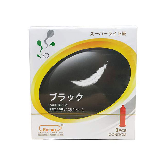 Bao cao su Romax Pure Black, Hộp 3 cái