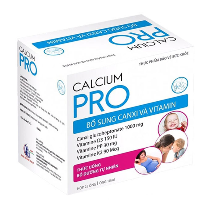 Calcium Pro bổ sung canxi và vitamin, Hộp 20 ống