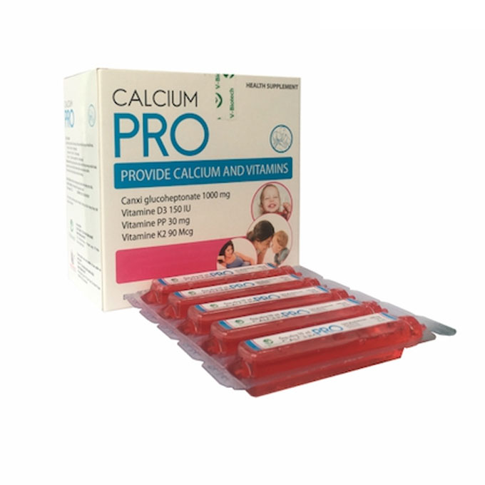 Calcium Pro bổ sung canxi và vitamin, Hộp 20 ống