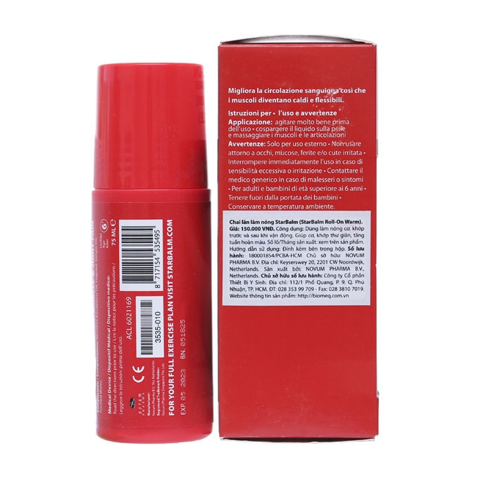 Chai lăn làm nóng Starbalm Roll-On Warm, Chai 75ml