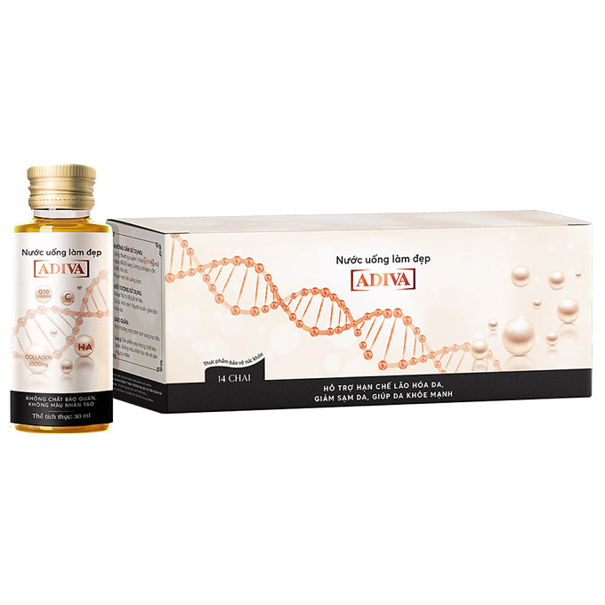 Nước uống đẹp da Collagen ADIVA, Hộp 14 lọ