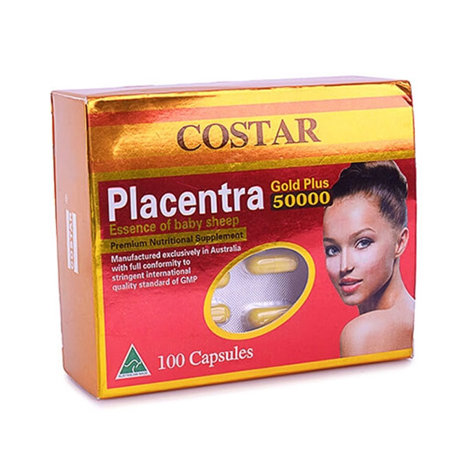 Nhau thai cừu Costar Placentra Essence of Baby Sheep Gold Plus 50000mg, Hộp 100 viên