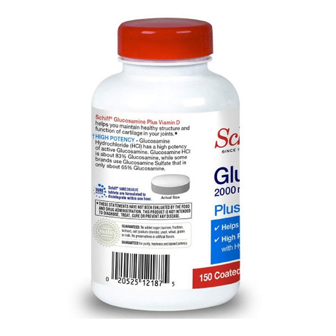 Viên uống bổ khớp Schiff Glucosamine 2000mg Plus Vitamin D3, Chai 150 viên