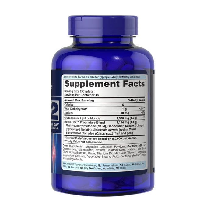 Viên uống Puritans Pride Double Strength Glucosamine Chondroitin MSM, Chai 180 viên