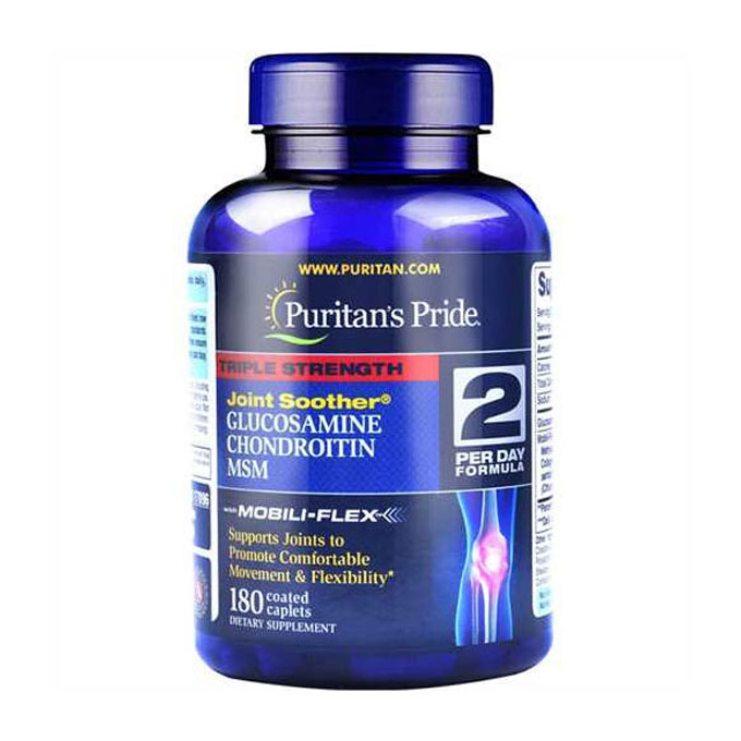 Viên uống Puritans Pride Double Strength Glucosamine Chondroitin MSM, Chai 180 viên