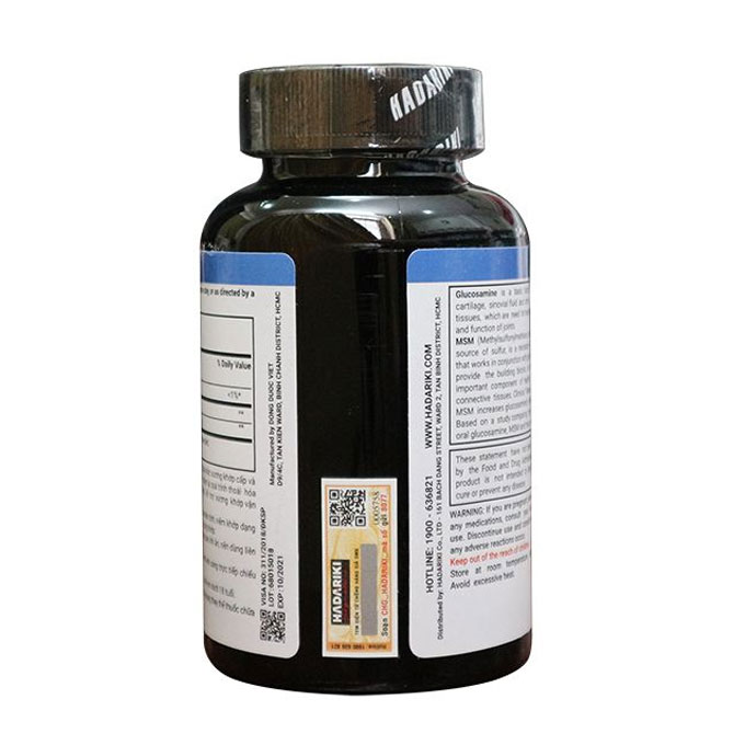 Hadariki Glucosamine 1500mg MSM 1500mg, Chai 150 viên