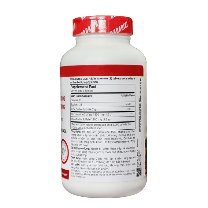 Hadariki Glucosamine 1500mg Chondroitin 1200mg, Chai 200 viên