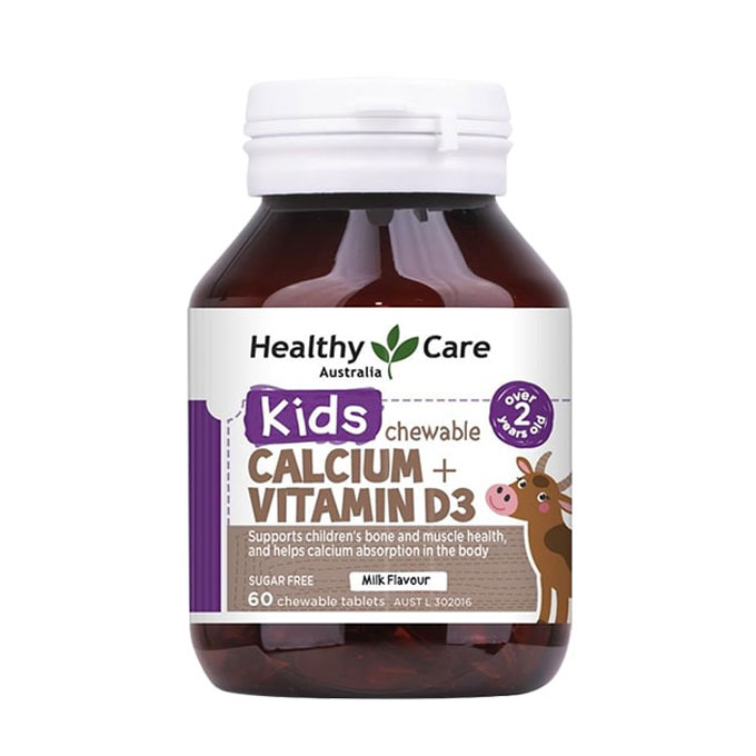 Healthy Care Kids Calcium + Vitamin D3, Chai 60 viên