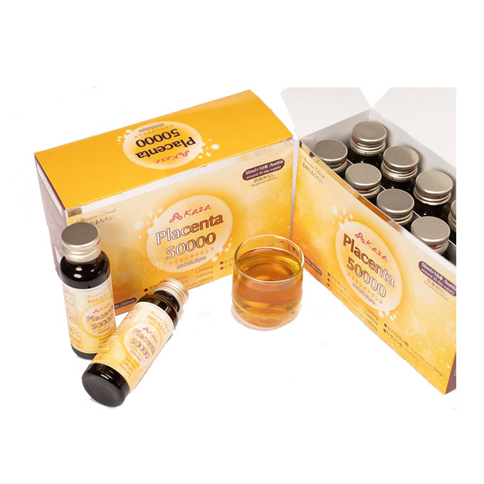 Nước uống đẹp da chống lão hóa Kaza Placenta 50000mg, Hộp 10 chai x 50ml