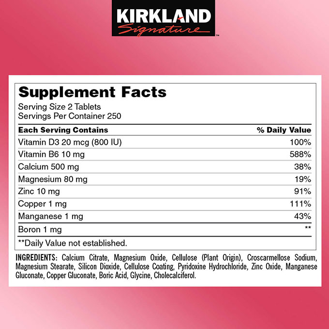 Viên Uống Bổ Khớp Kirkland Calcium Citrate Magnesium and Zinc, Hộp 500 viên
