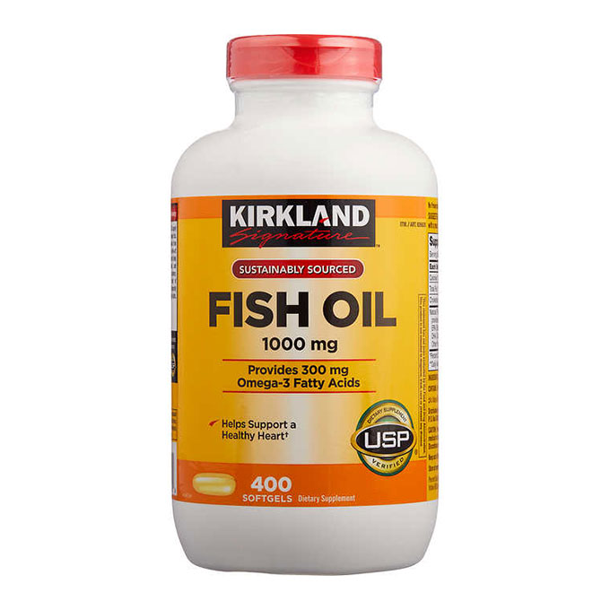 Dầu Cá Omega 3 Kirkland Signature Fish Oil 1000mg, Hộp 400 Viên