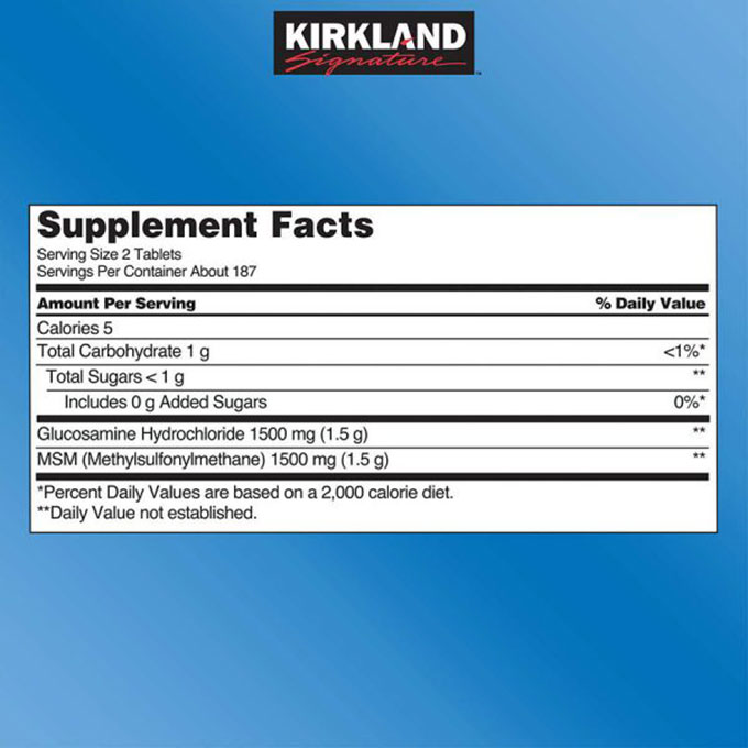 Viên uống bổ xương khớp Glucosamine Kirkland 1500mg, Hộp 375 viên