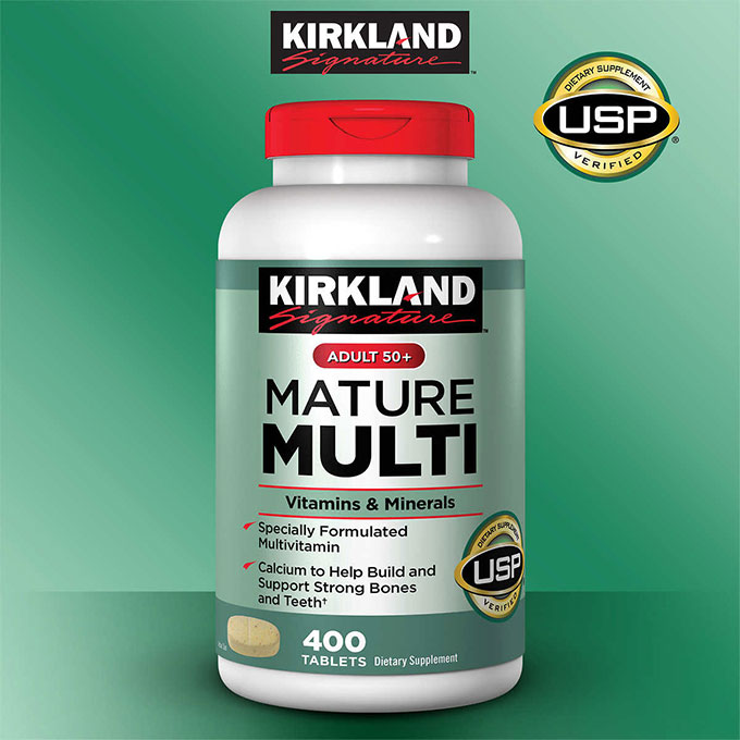 Viên uống Kirkland Adult 50+ Mature Multi Vitamins & Minerals, Hộp 400 viên