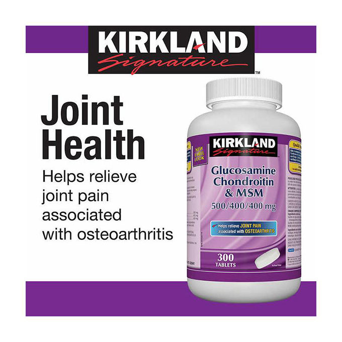 Viên uống Kirkland Glucosamine Chondroitin & MSM 500/400/400mg, Hộp 300