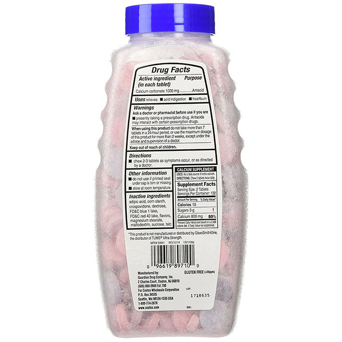 Kẹo hỗ trợ dạ dày Kirkland Ultra Strength Antacid, Hộp 265 viên