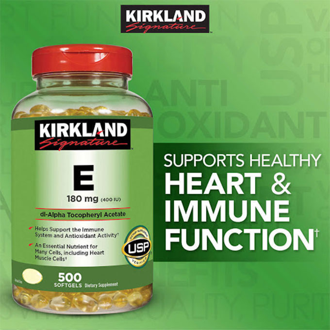 Viên uống đẹp da Kirkland Signature Vitamin E 400 IU, Hộp 500 viên