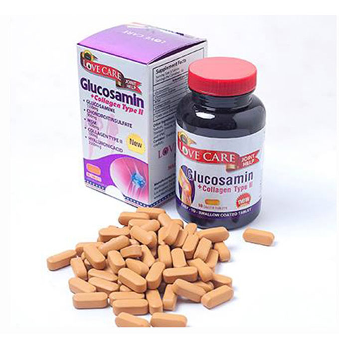 Love Care Glucosamine Collagen Type 2, Chai 90 viên