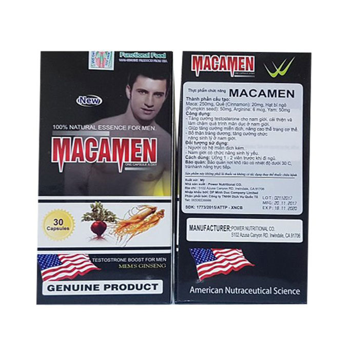 MacaMen tăng cường sinh lý nam, Hộp 30 viên
