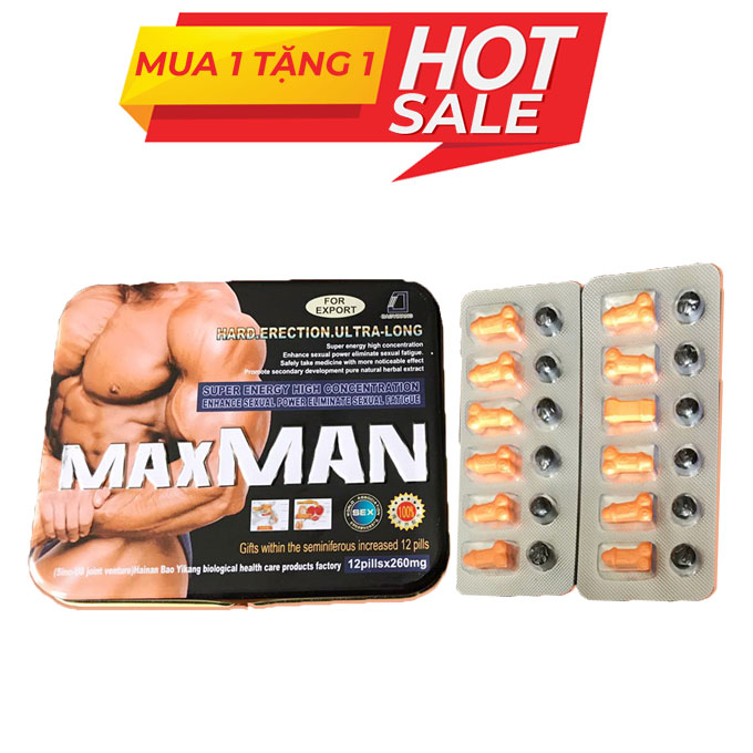 Thuốc cường dương MaxMan 260mg, Hộp 24 viên