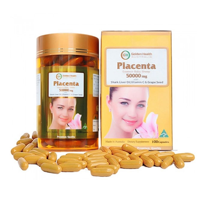 Nhau thai cừu Golden Health Placenta 50000mg, Hộp 100 viên