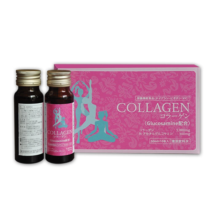 Nước uống TKK Collagen 5000mg Glucosamine 300mg, Hộp 10 chai