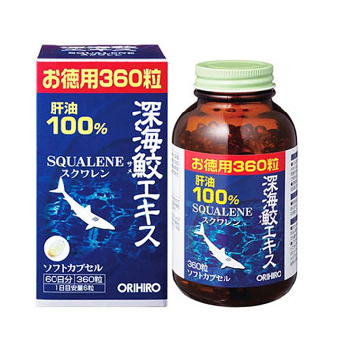 Dầu gan cá mập Orihiro Squalene Nhật Bản, Chai 360 viên