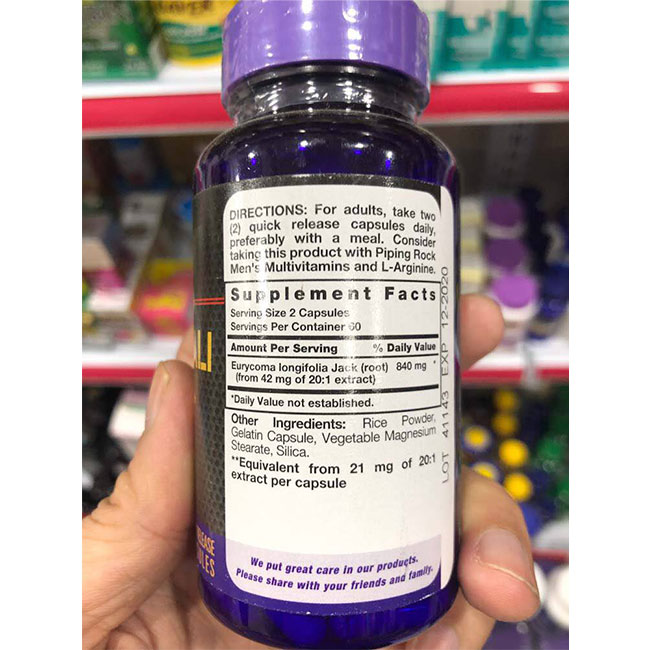 Pipingrock Ultra Tongkat Ali tinh chất rễ mật nhân, Hộp 120 viên