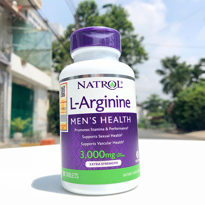 Natrol L-Arginine 3000mg hỗ trợ sinh lý nam, Hộp 90 viên