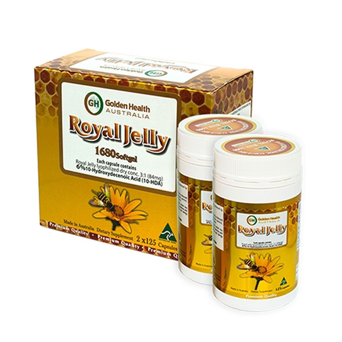 Sữa ong chúa Golden Health 1680mg, Hộp 2x125 viên