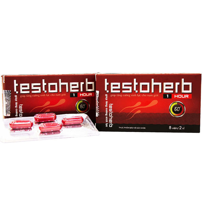 Testoherb 1hour tăng cường sinh lý nam, Hộp 8 viên