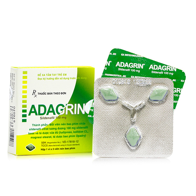 Thuốc cường dương Adagrin 100 mg, Hộp 3 viên