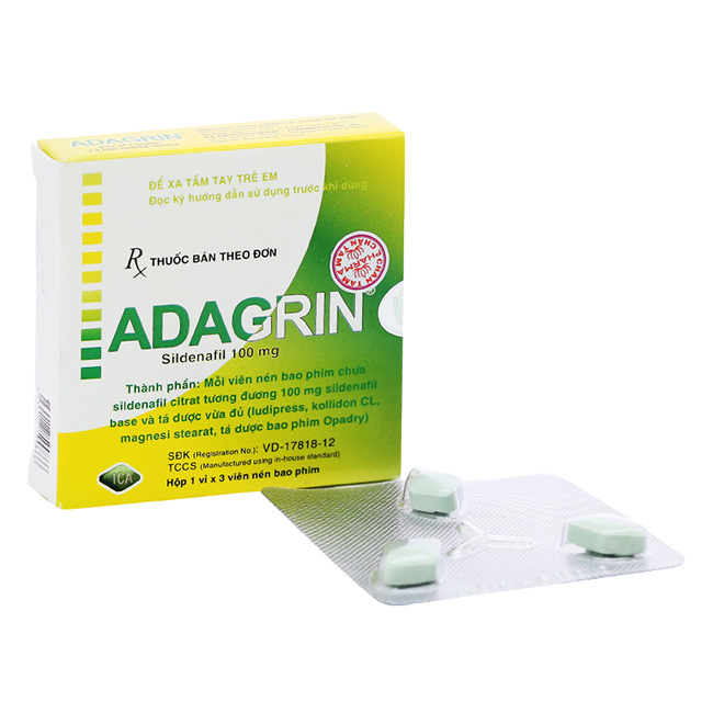 Thuốc cường dương Adagrin 100 mg, Hộp 3 viên