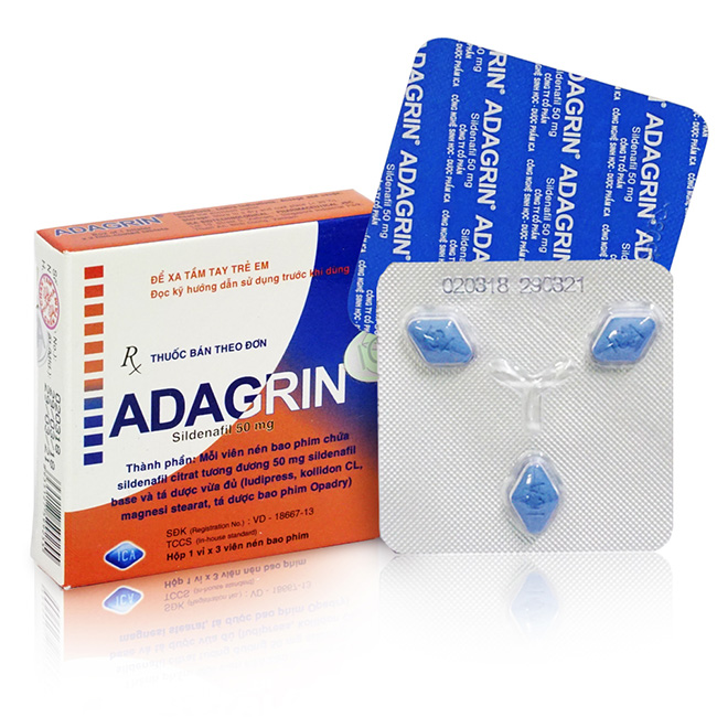 Thuốc cường dương Adagrin 50 mg, Hộp 3 viên