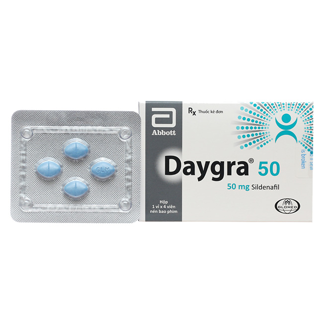 Thuốc cường dương Daygra 50 mg, Hộp 4 viên