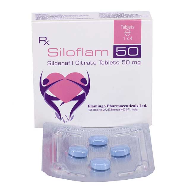 Thuốc cường dương Siloflam 50 mg, Hộp 4 viên