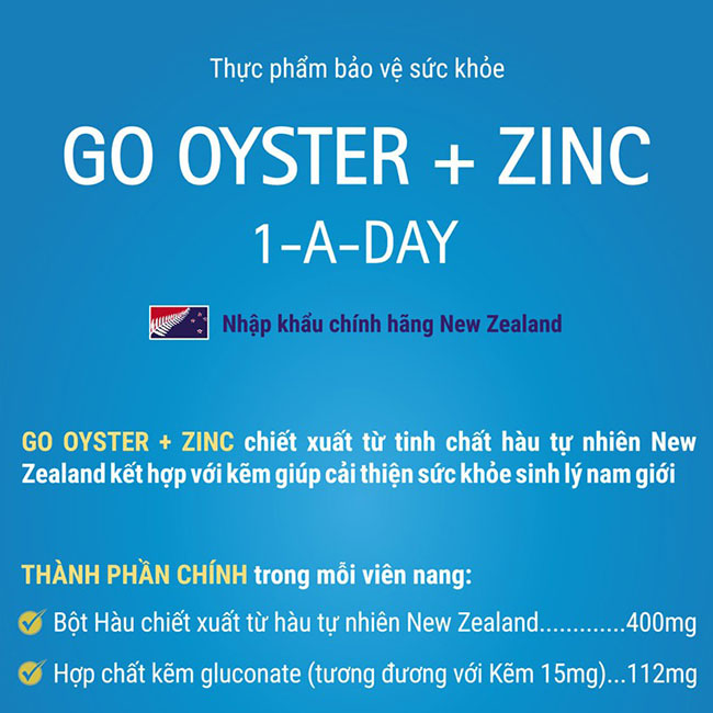 Tinh chất hàu Oyster Plus Zinc Go Healthy, Hộp 60 Viên