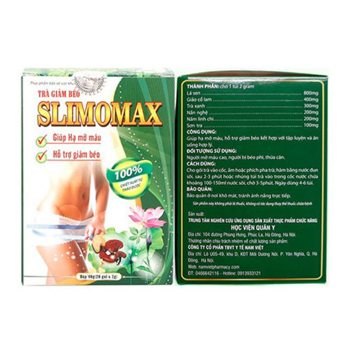 Trà giảm cân Học Viện Quân Y Slimomax, Hộp 20 gói