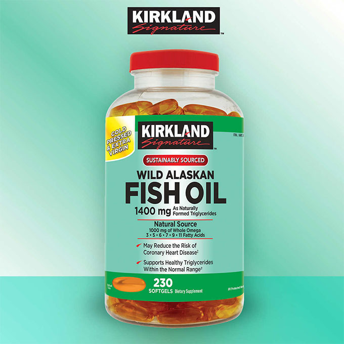 Dầu cá Kirkland Wild Alaskan Fish Oil 1400mg, Hộp 230 viên