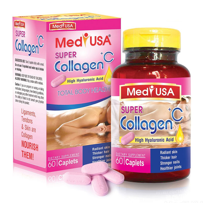 Viên uống đẹp da MediUSA Super Collagen +C, Hộp 60 viên