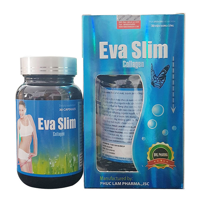 Viên uống giảm cân Eva Slim Collagen USA, Hộp 30 viên