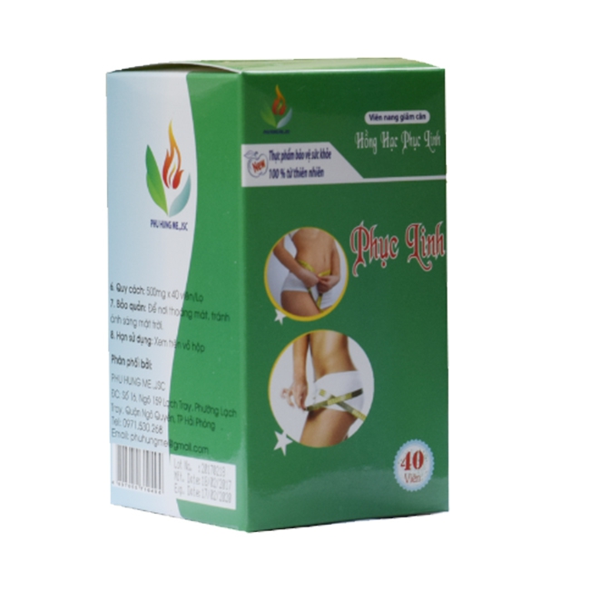 Viên uống giảm cân Hồng Hạc Phục Linh, Hộp 40 viên