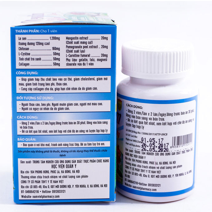 Viên uống giảm cân Newslim Beauty Học Viện Quân Y, Hộp 30 viên