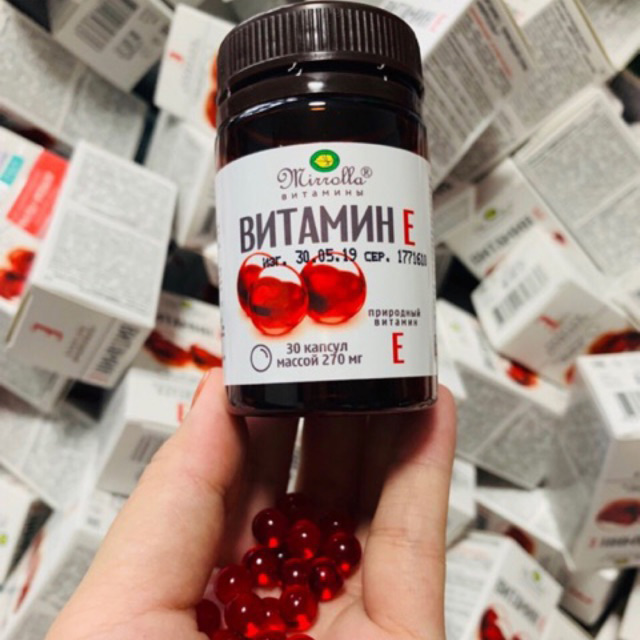 Vitamin E đỏ Nga 270mg giúp đẹp da, cân bằng nội tiết tố, Hộp 30 Viên
