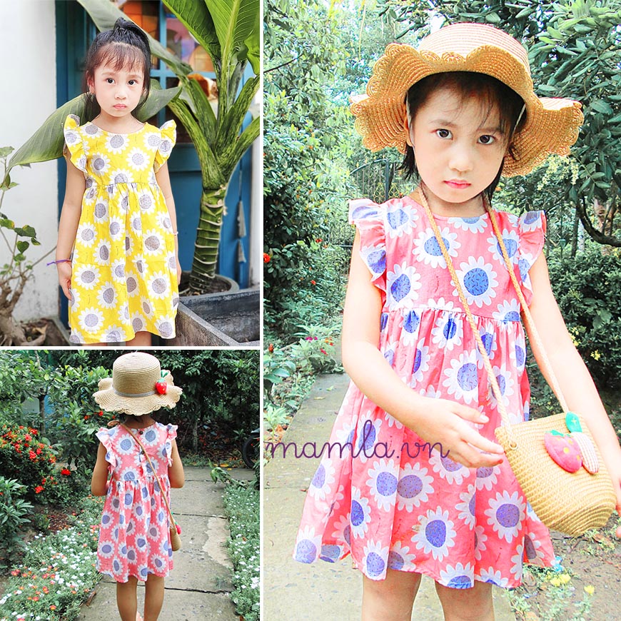 Set váy áo hoa nhí 2 dây vải thô mềm, set trang phục set cho bé gái từ  8-20kg - Mon Kids - Tìm Voucher
