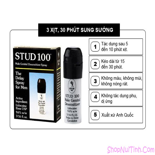 Thuốc Xịt Stud 100 - Kéo Dài Quan Hệ Chơi Lâu Ra