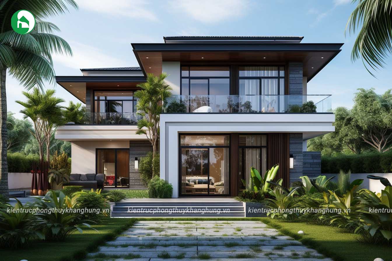 Mẫu nhà mái nhật 2 tầng kết hợp sân vườn đẹp 