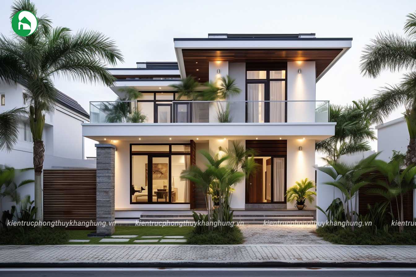 mẫu nhà vườn 2 tầng đơn giản 