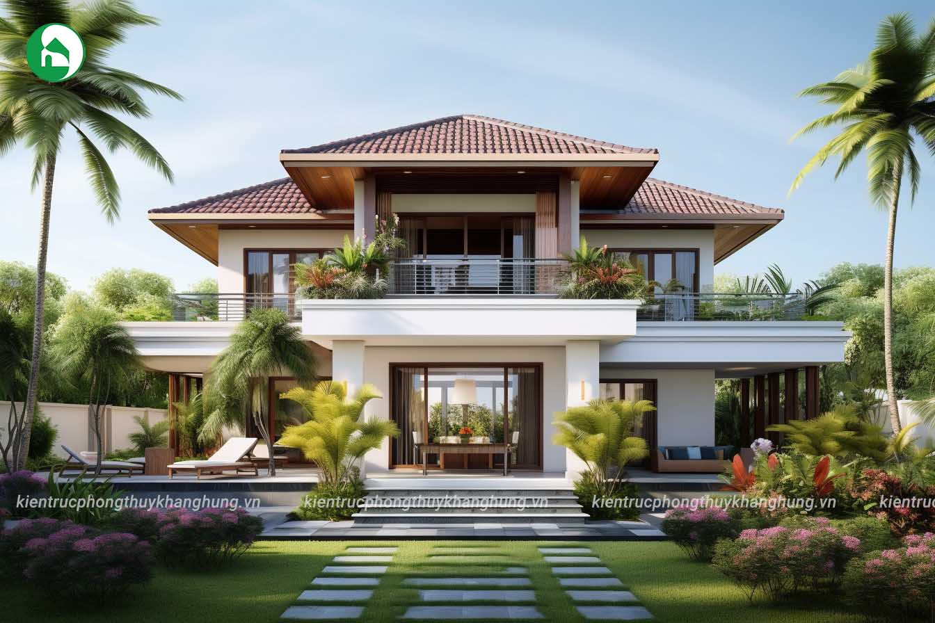 mẫu nhà vườn 2 tầng mái nhật 